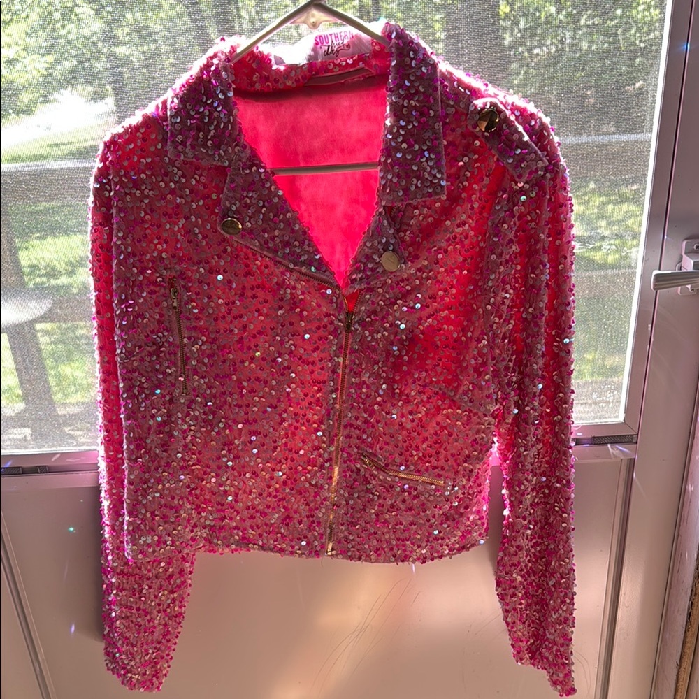 Southern Fried Chics Sequin Pink Jacket